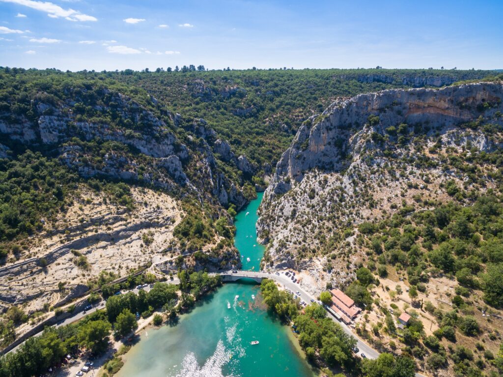 Aerial view of Gorge du Verdon canyon river in south of France, best places to visit in France