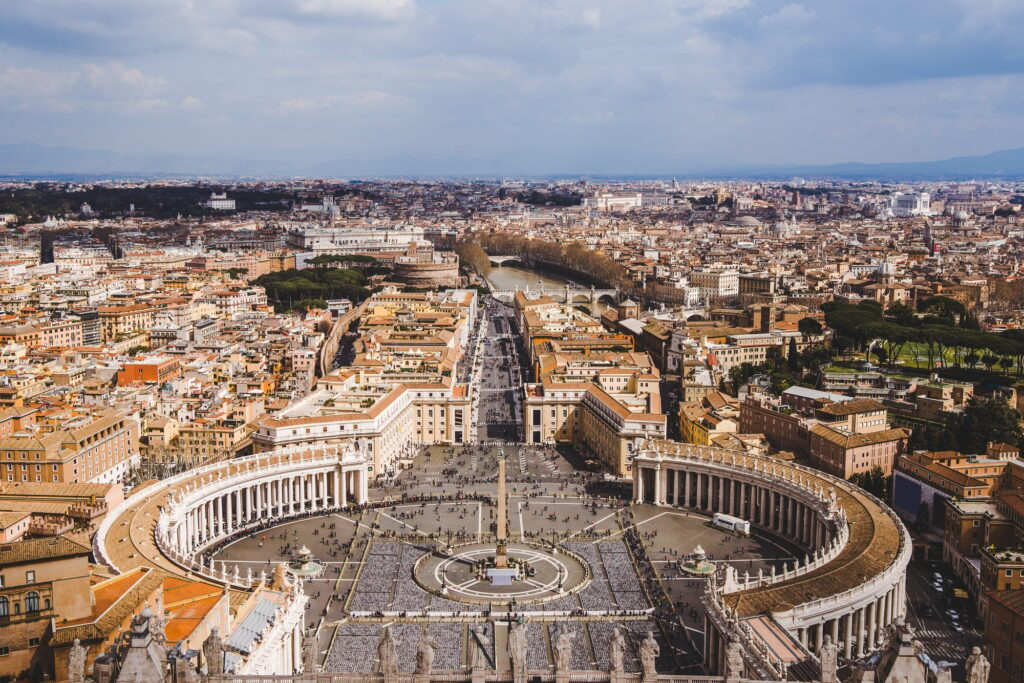 aerial view of St Peters square in vatican, Italy, most iconic landmarks in the world