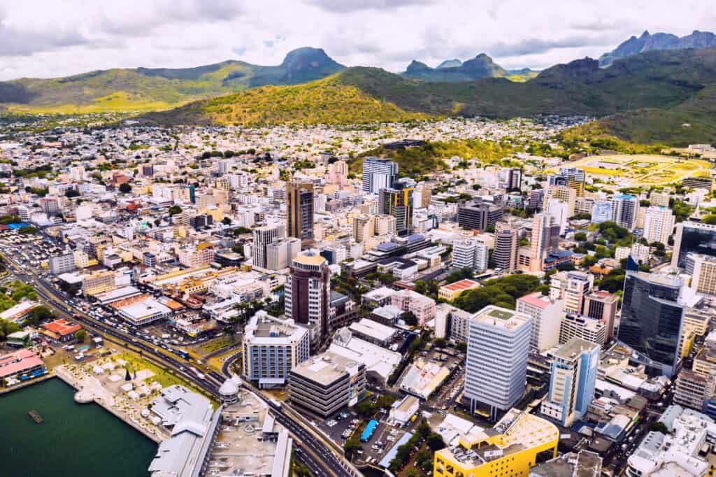 Aerial view of the city of Port-Louis, Mauritius, Africa, best digital nomad spots