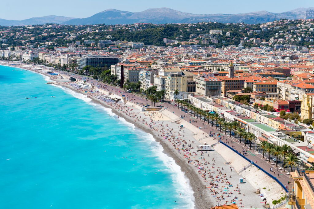 Cityscape view with coastline and beach, Nice, Cote d'Azur, France, best places to visit in France