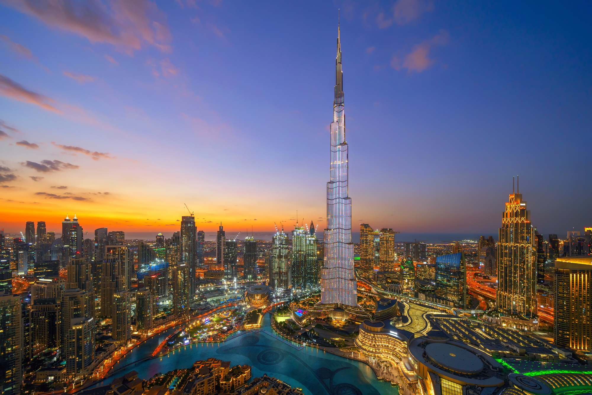 Dubai Downtown skyline, United Arab Emirates or UAE. Urban city.