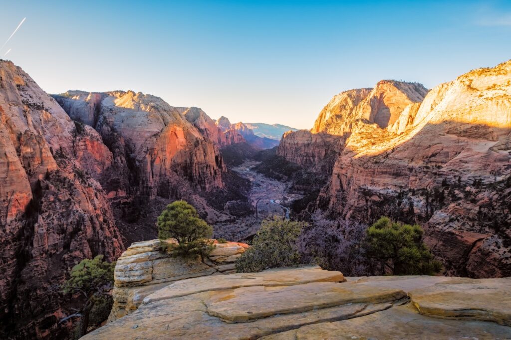 Landscape view of mountain valley in Zion national park, USA, best places to visit in the usa