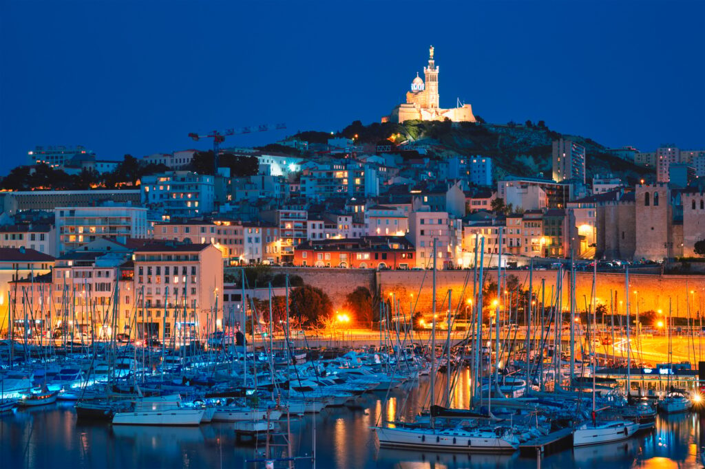 Marseille Old Port in the night. Marseille, France, best places to visit in France