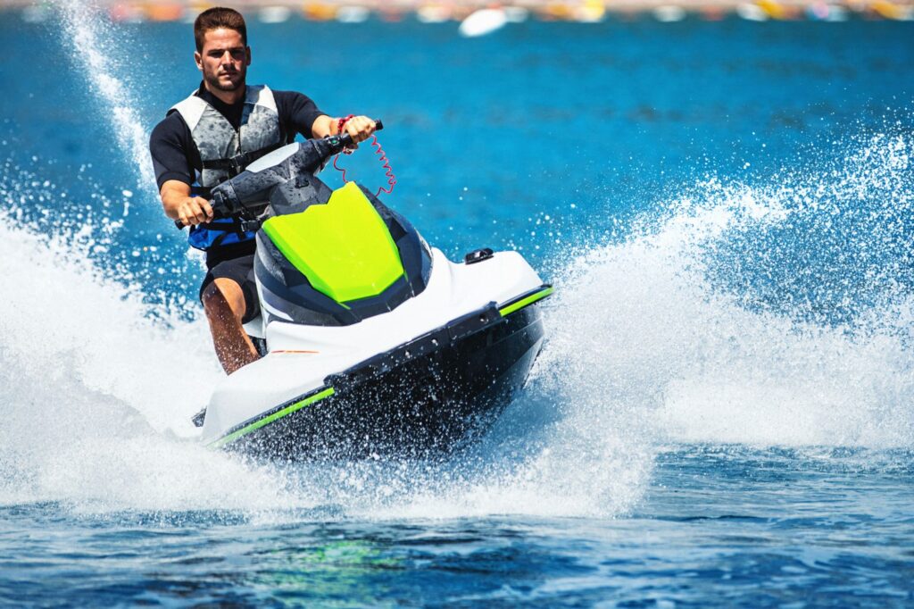 Man on jet ski, which is one of the best things to do in Destin, Florida.