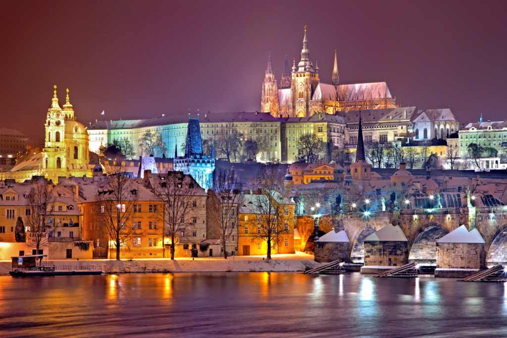 Prague at night.