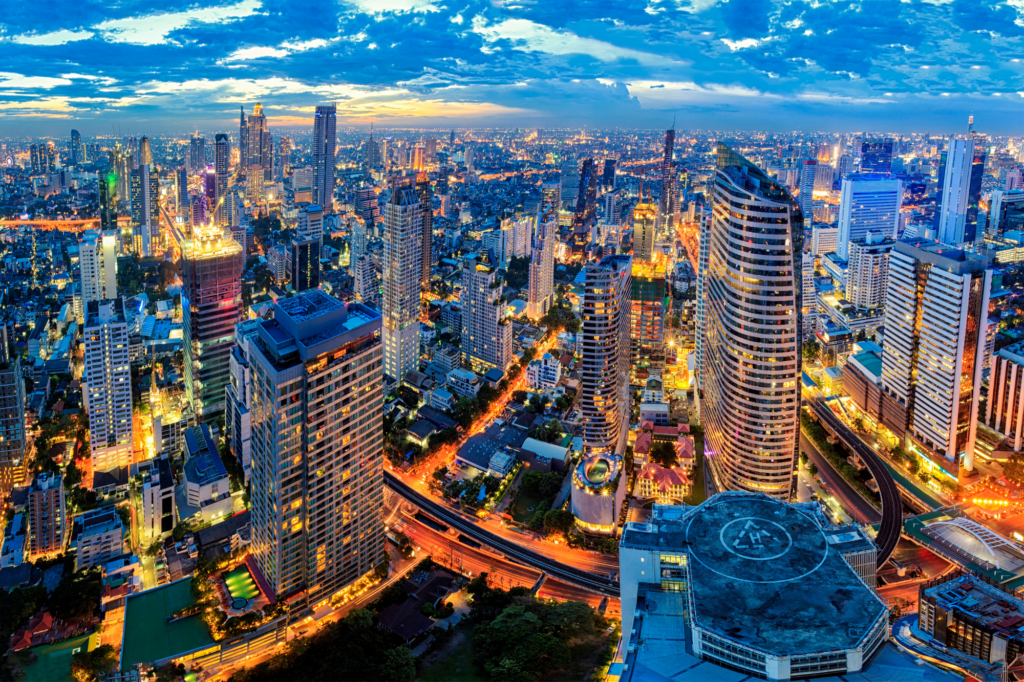 Bangkok, Thailand in the evening.